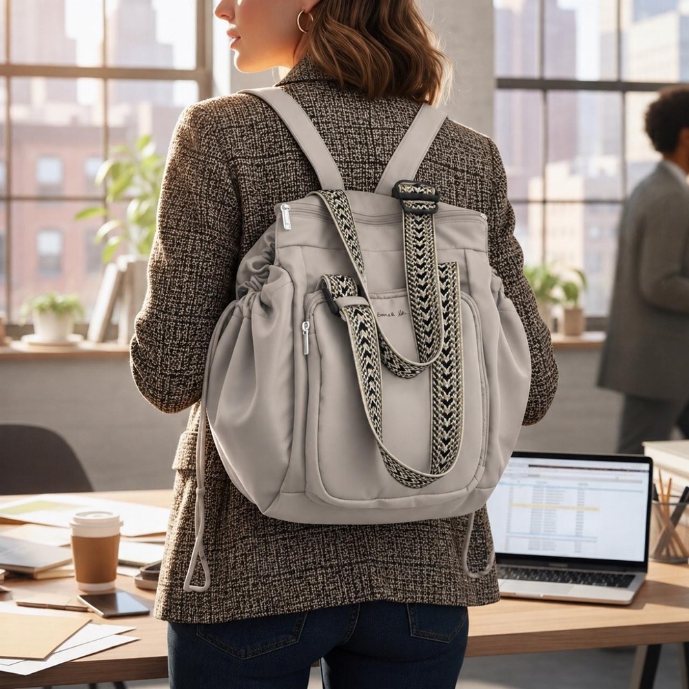 Emma & Kate Everyday Bag 1.0 Expandable Tote Backpack Travel Bag Silver
